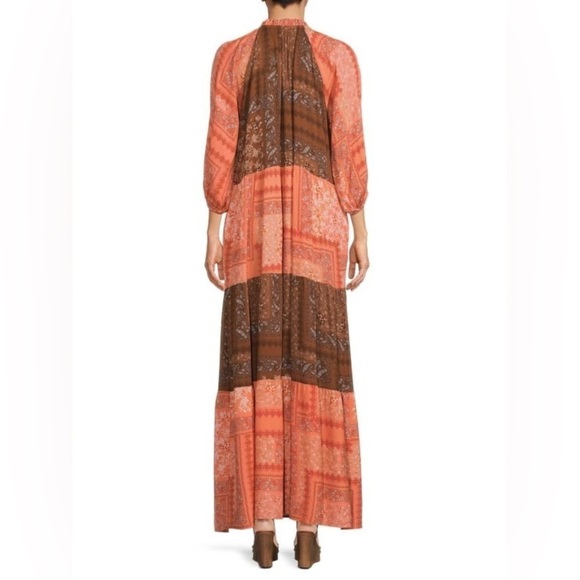 Renee C - Color-block Boho Tiered Three Quarter Sleeve Maxi Dress Small - Picture 2 of 13